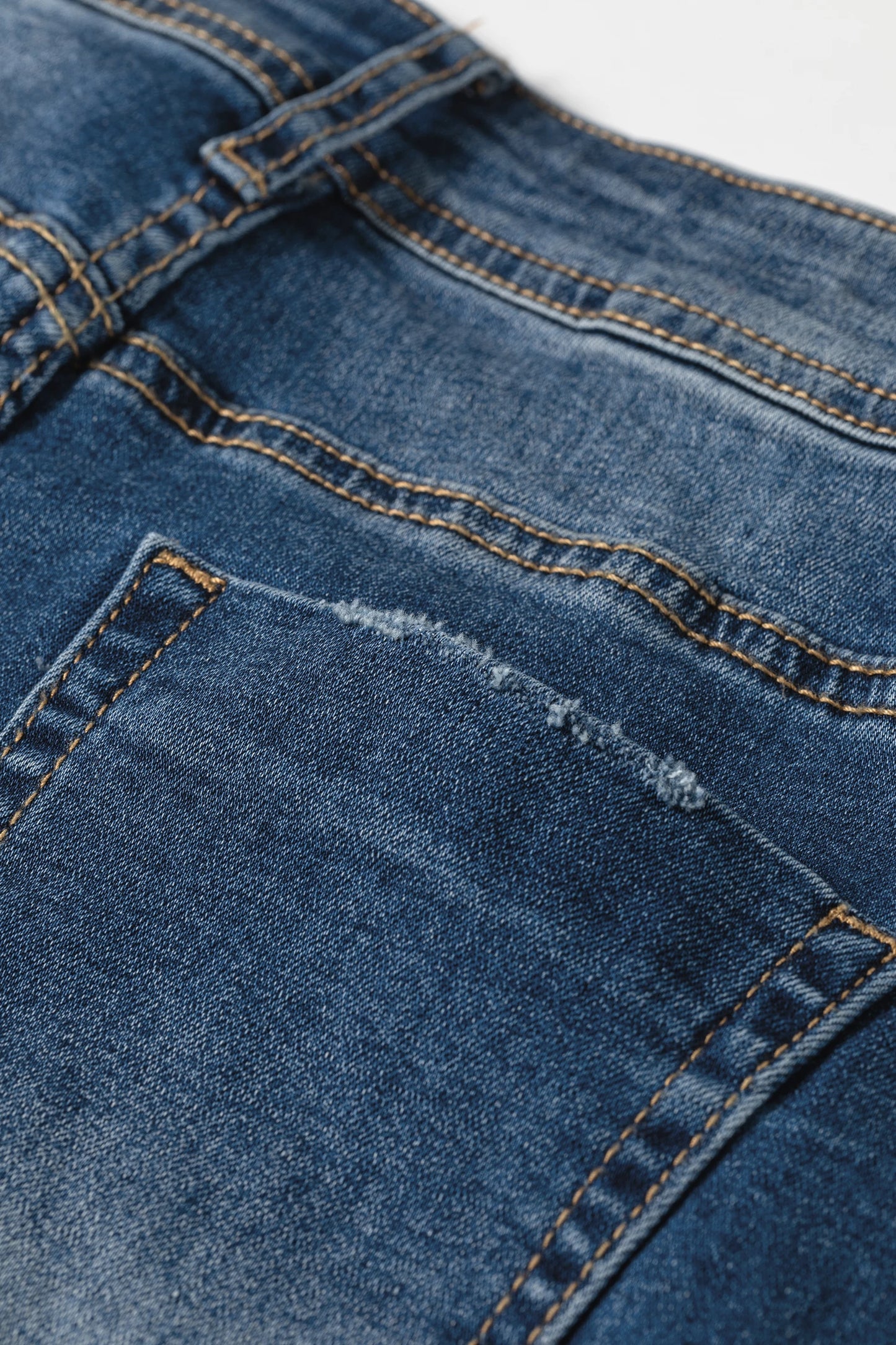 Blue Acid Washed Straight Leg Jeans