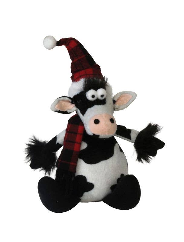 Sitting Plush Christmas Cow