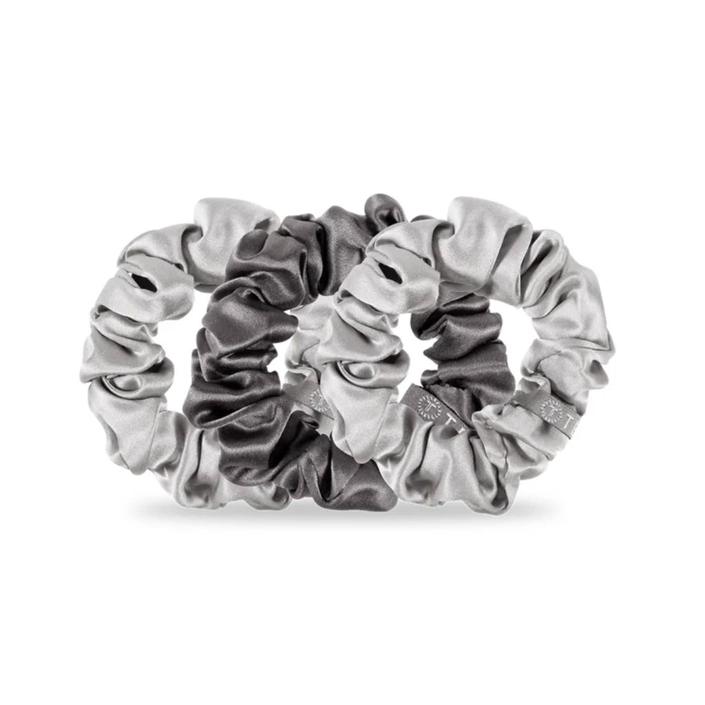 Silk Hair Scrunchies | Silver Flames | Small