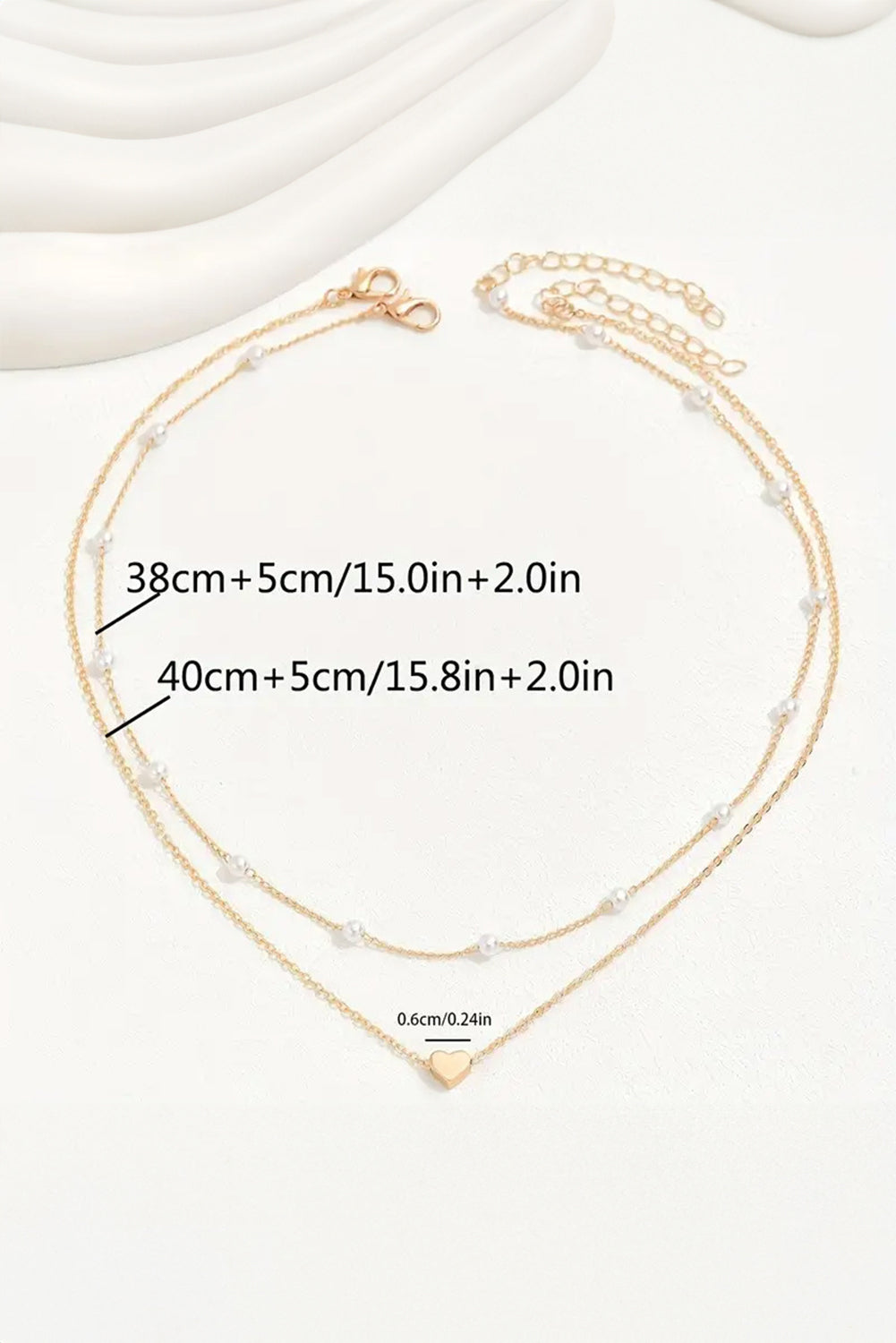 Gold & Pearl Heart Chain Necklace Set