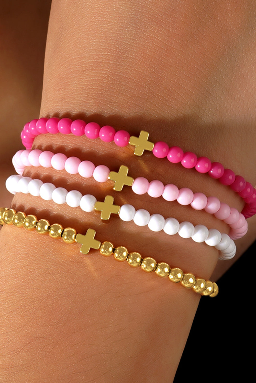 Gold Criss Cross Beaded Bracelet
