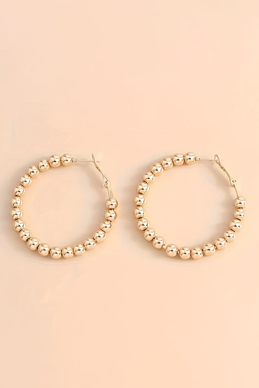 Gold Plated Beaded Minimalist Alloy Hoop Earrings