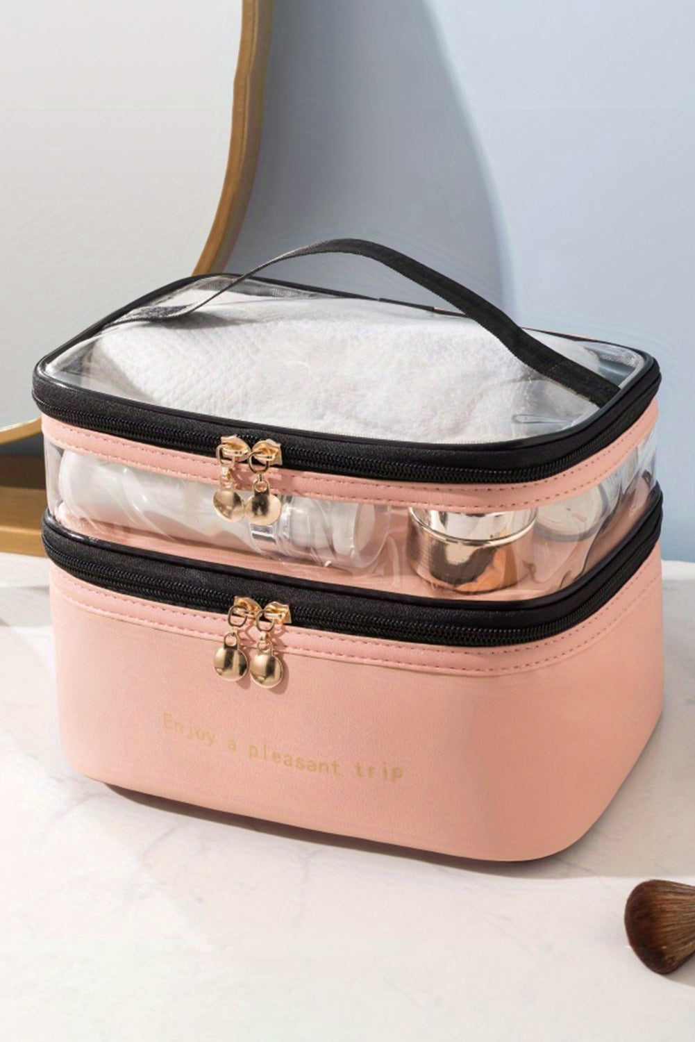 Pink Waterproof Cosmetic Bag