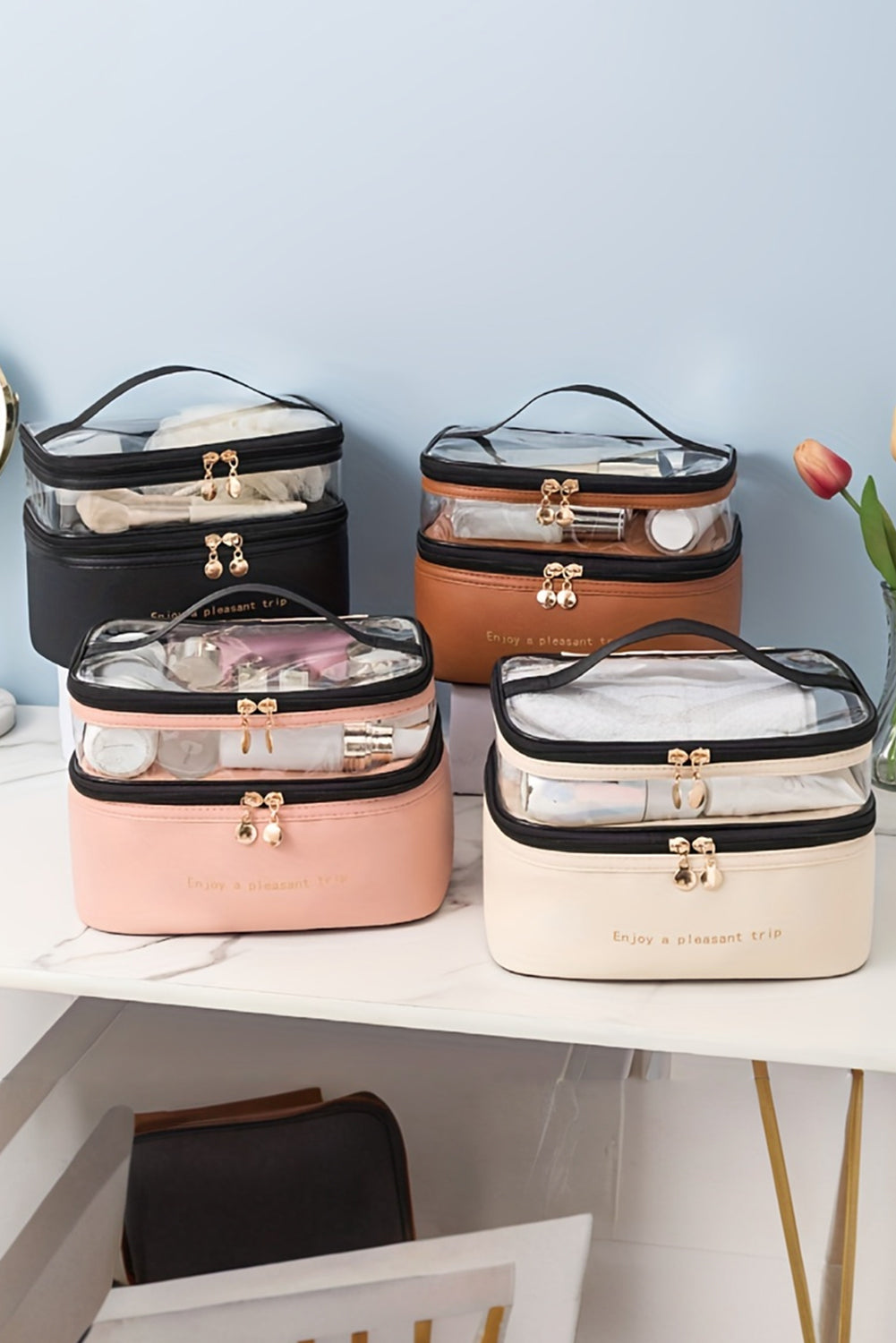 Pink Waterproof Cosmetic Bag