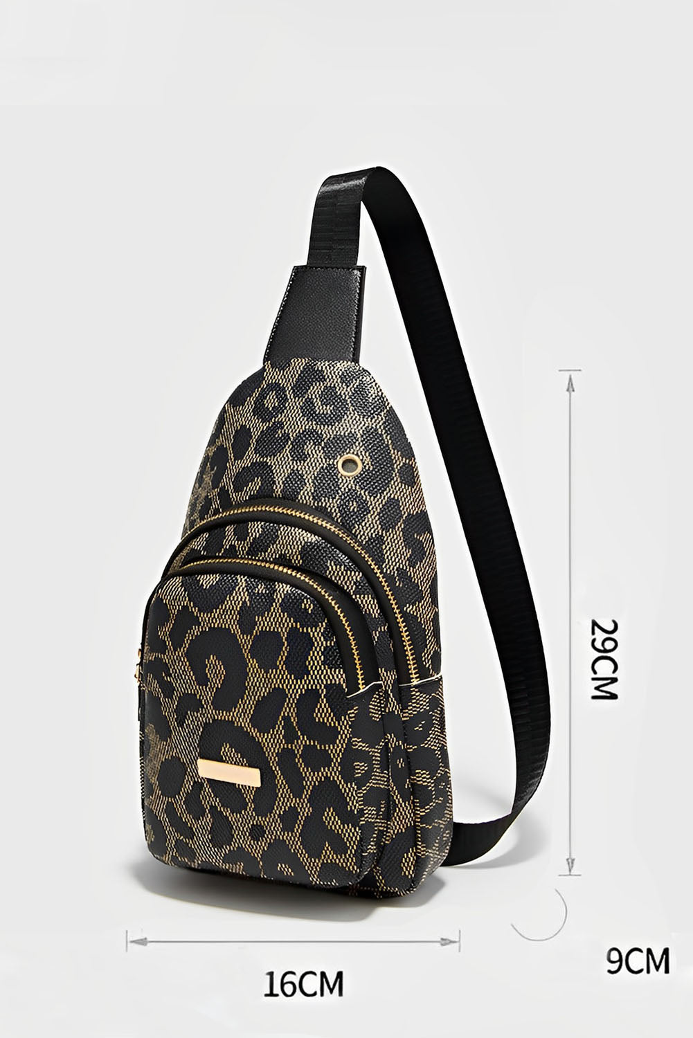 Leopard Printed Zippered Sling Bag