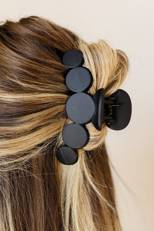 Black Minimalist Circles Frosted Hair Claw Clip