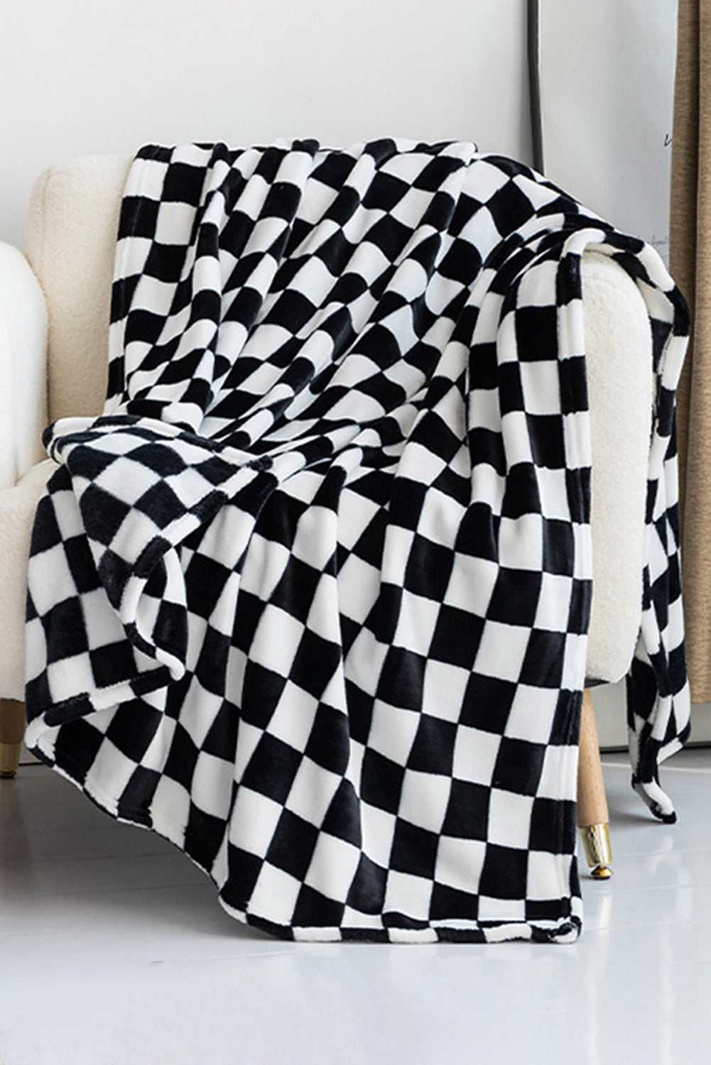 Black Checkerboard Soft Throw Blanket