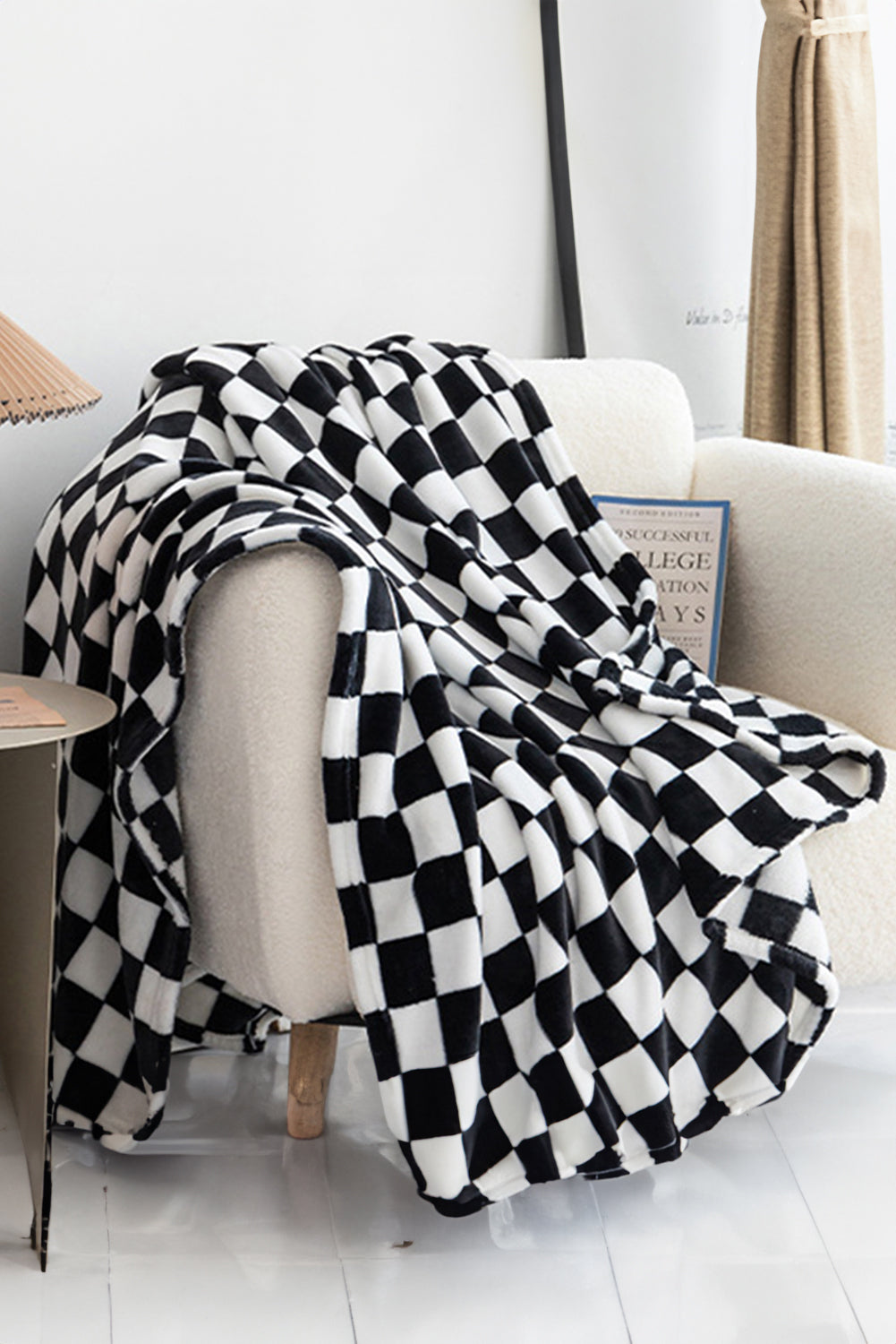 Black Checkerboard Soft Throw Blanket