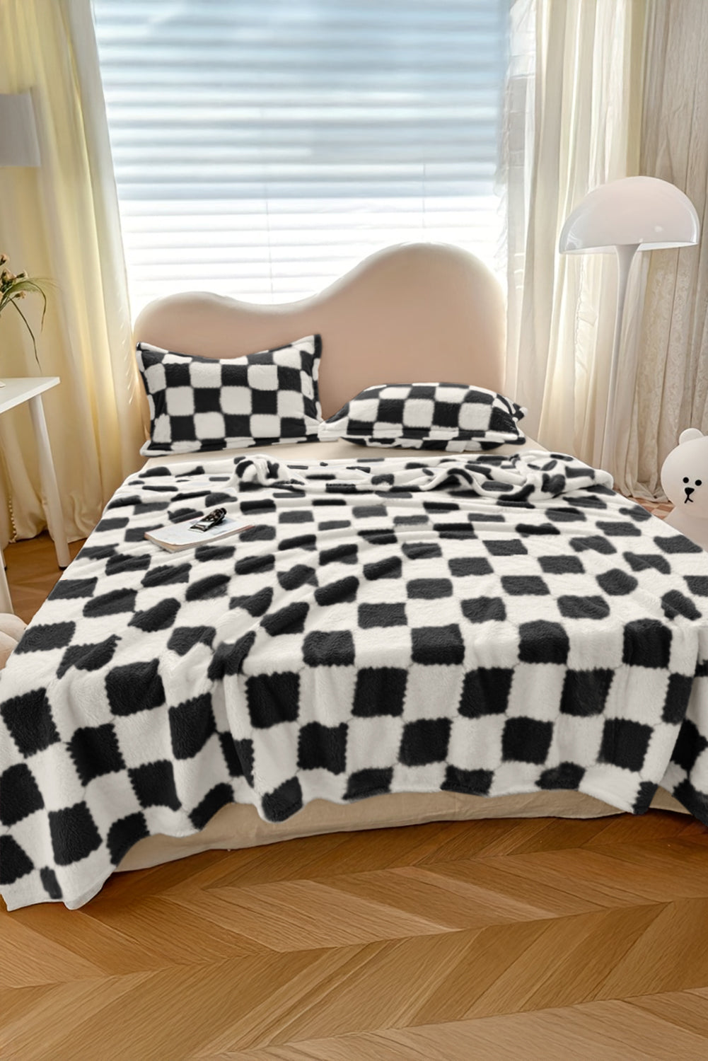 Checkered Fluffy Coral Fleece Blanket
