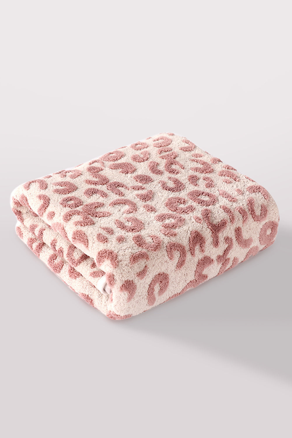 Pink Leopard Print Plush Bath Towel