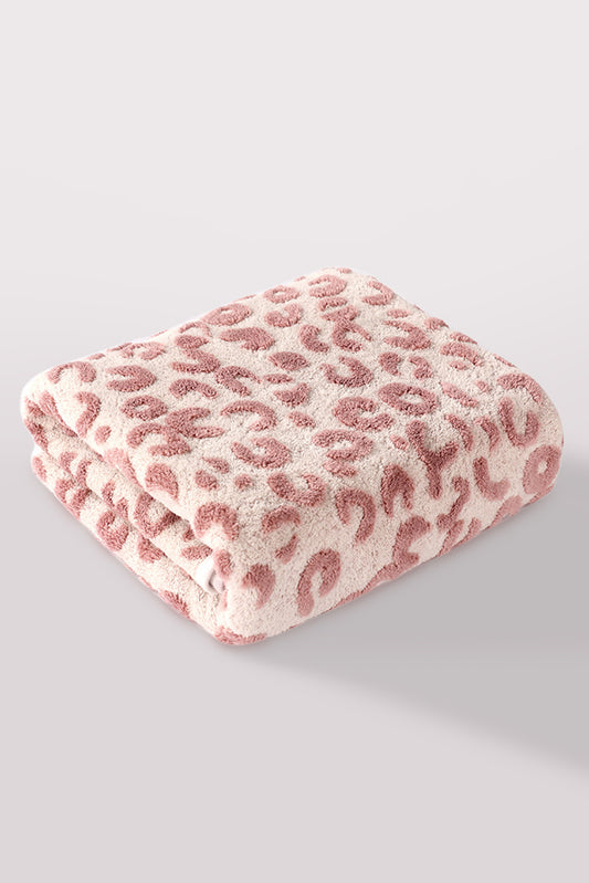 Pink Leopard Print Plush Bath Towel