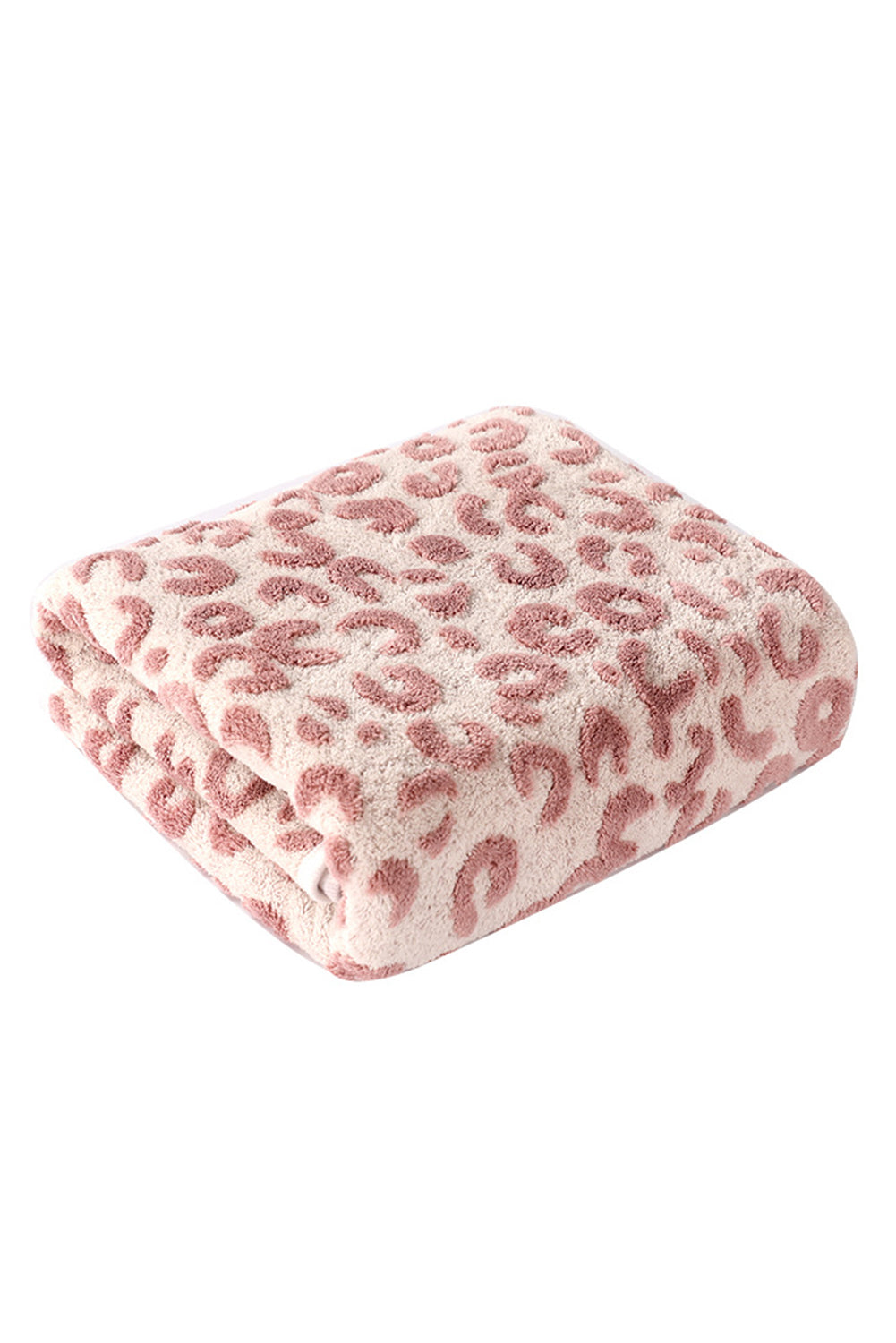 Pink Leopard Print Plush Bath Towel