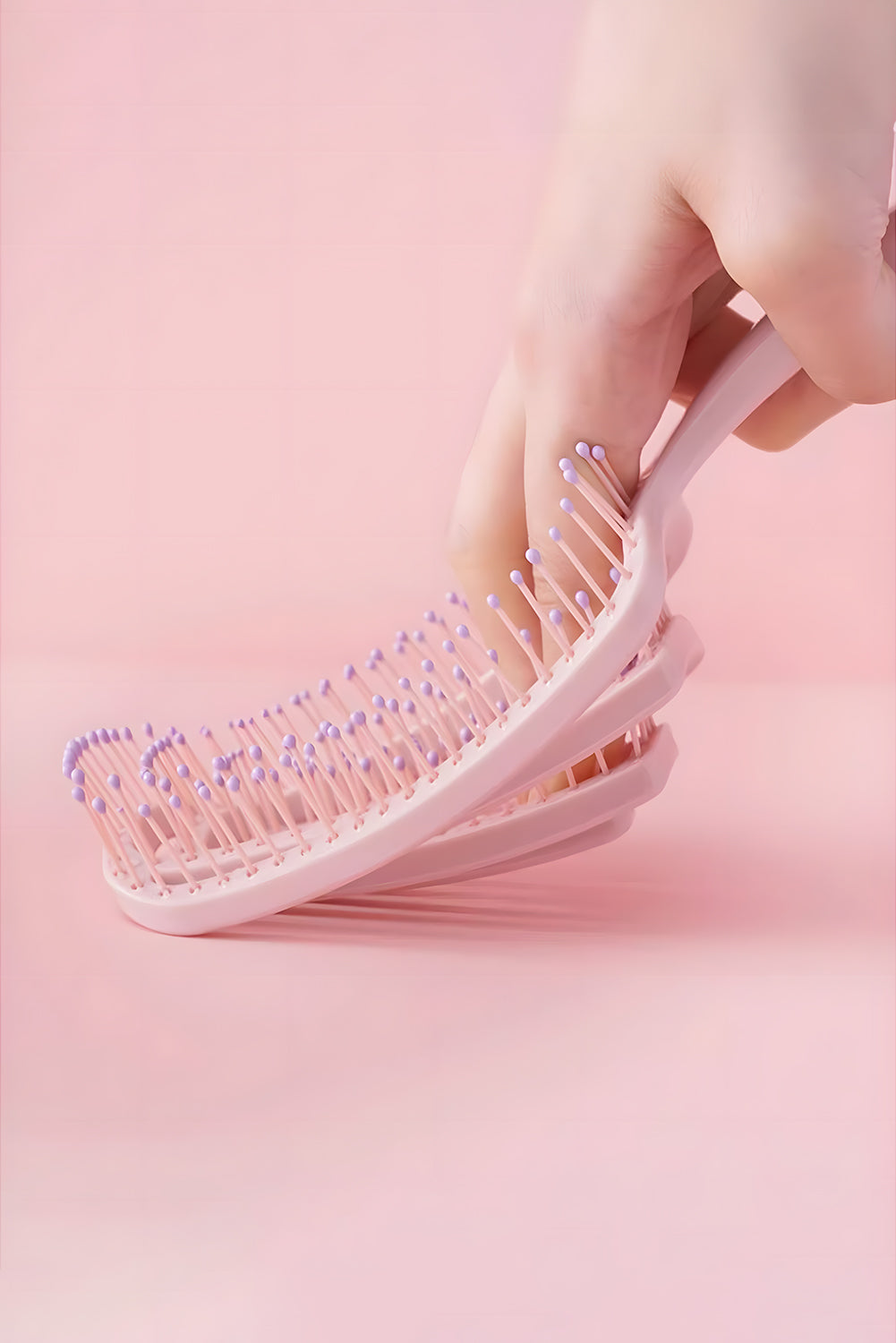 Gossamer Pink Detangling Hollowed Out Hair Brush