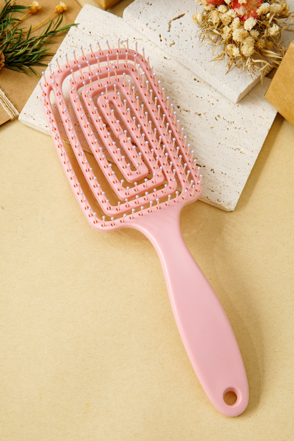 Gossamer Pink Detangling Hollowed Out Hair Brush