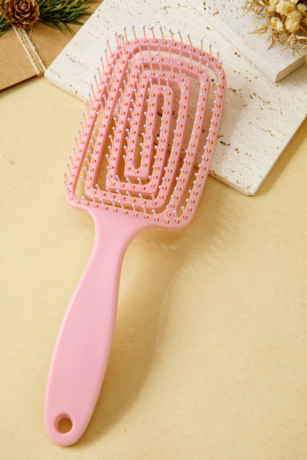 Gossamer Pink Detangling Hollowed Out Hair Brush