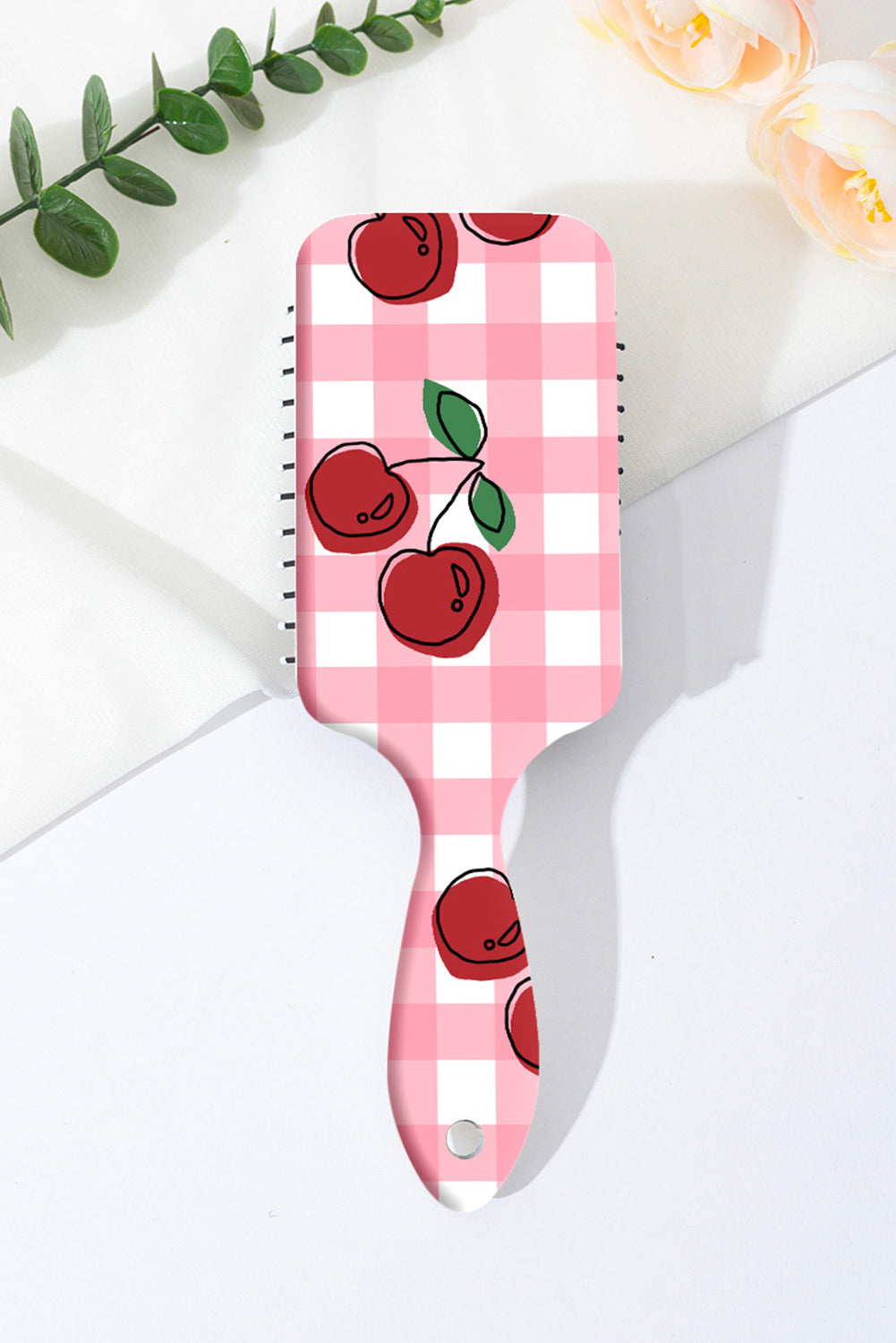 Pink Cute Cherry Plaid Air Cushion Brush