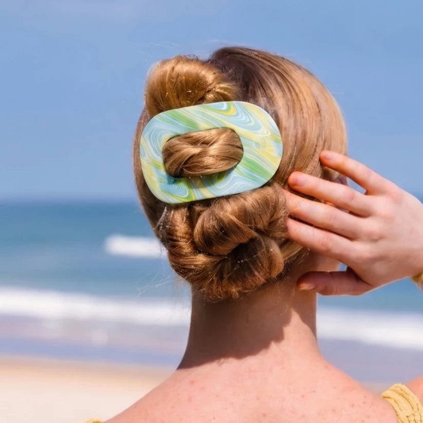 By the Sea Shore Flat Round Hair Clip