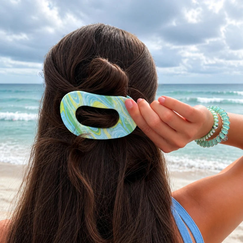 By the Sea Shore Flat Round Hair Clip