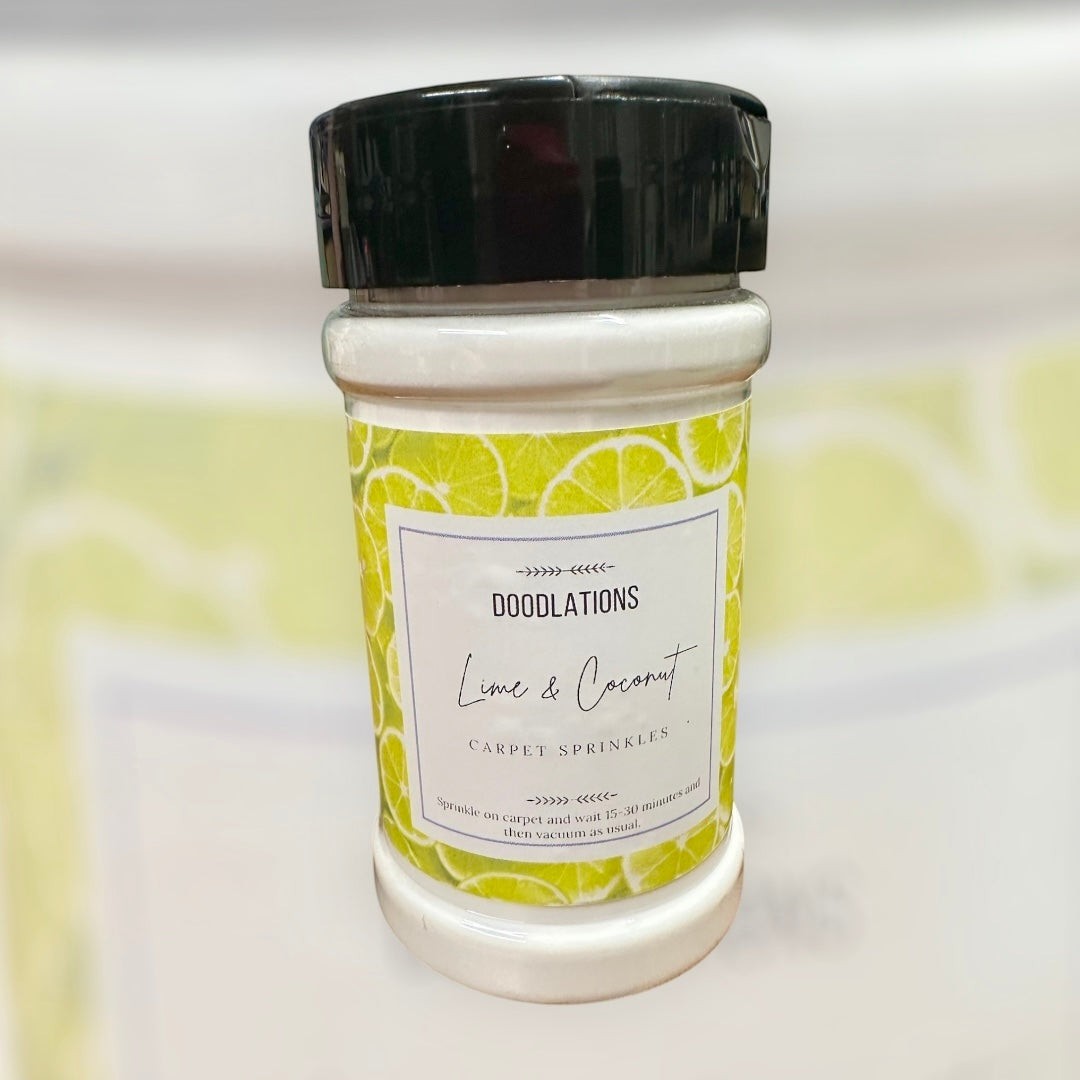 Doodlations Coffee Bar & Boutique carpets are sprinkled with various fragrances like Brazilian Crush, Fruit Loops, and Lavender Oasis.