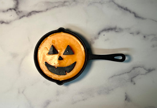 Smashed Pumpkin Jack O Lantern Skillet Candle