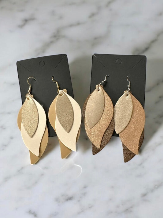 Layered Leather Earrings