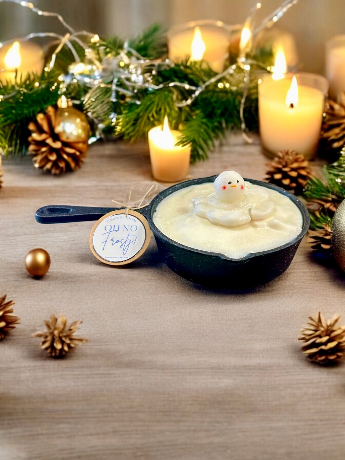 Melting Snowman Skillet Candle