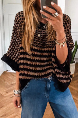 Black Striped Slouchy Sweater