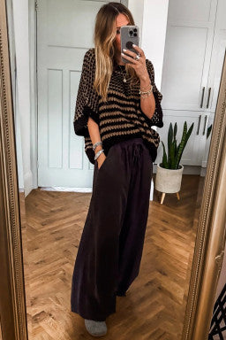 Black Striped Slouchy Sweater