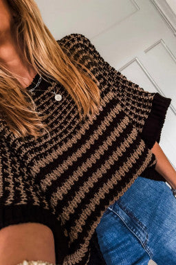 Black Striped Slouchy Sweater