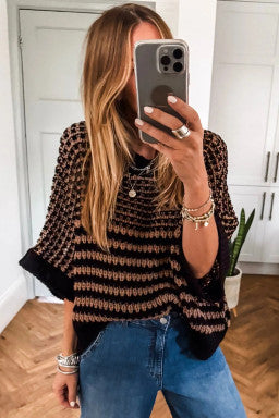 Black Striped Slouchy Sweater