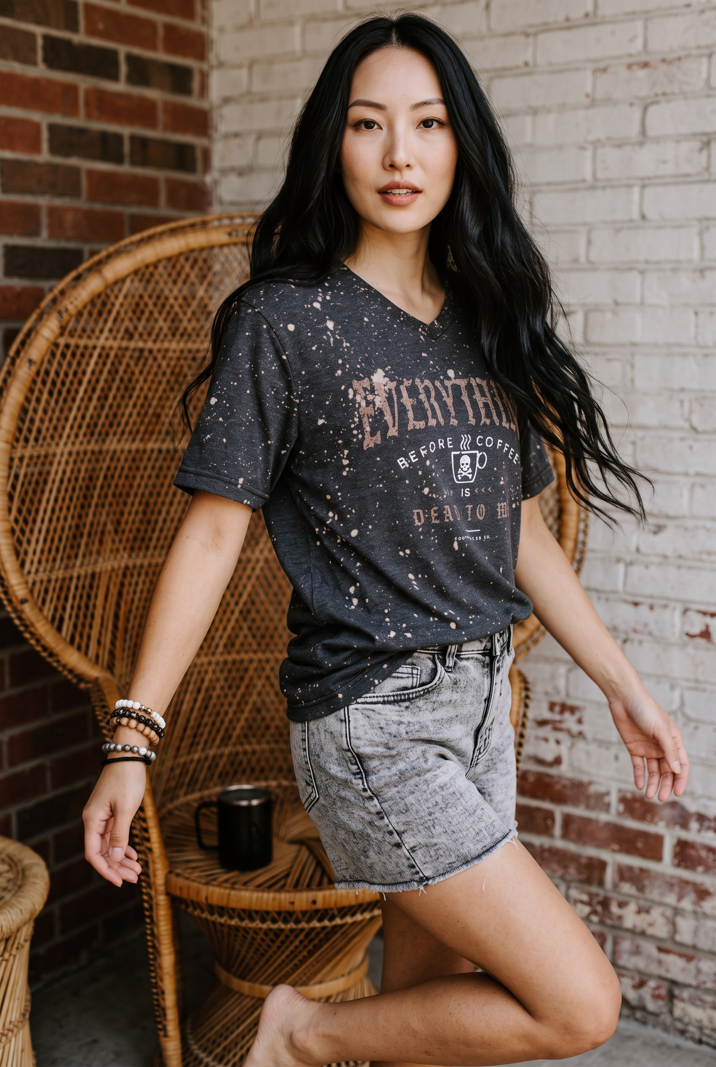Dead to Me Bleached V-neck