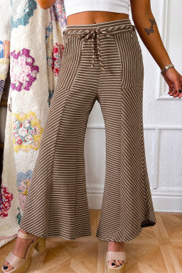 Brown & Khaki Stripe Wide Leg Pants