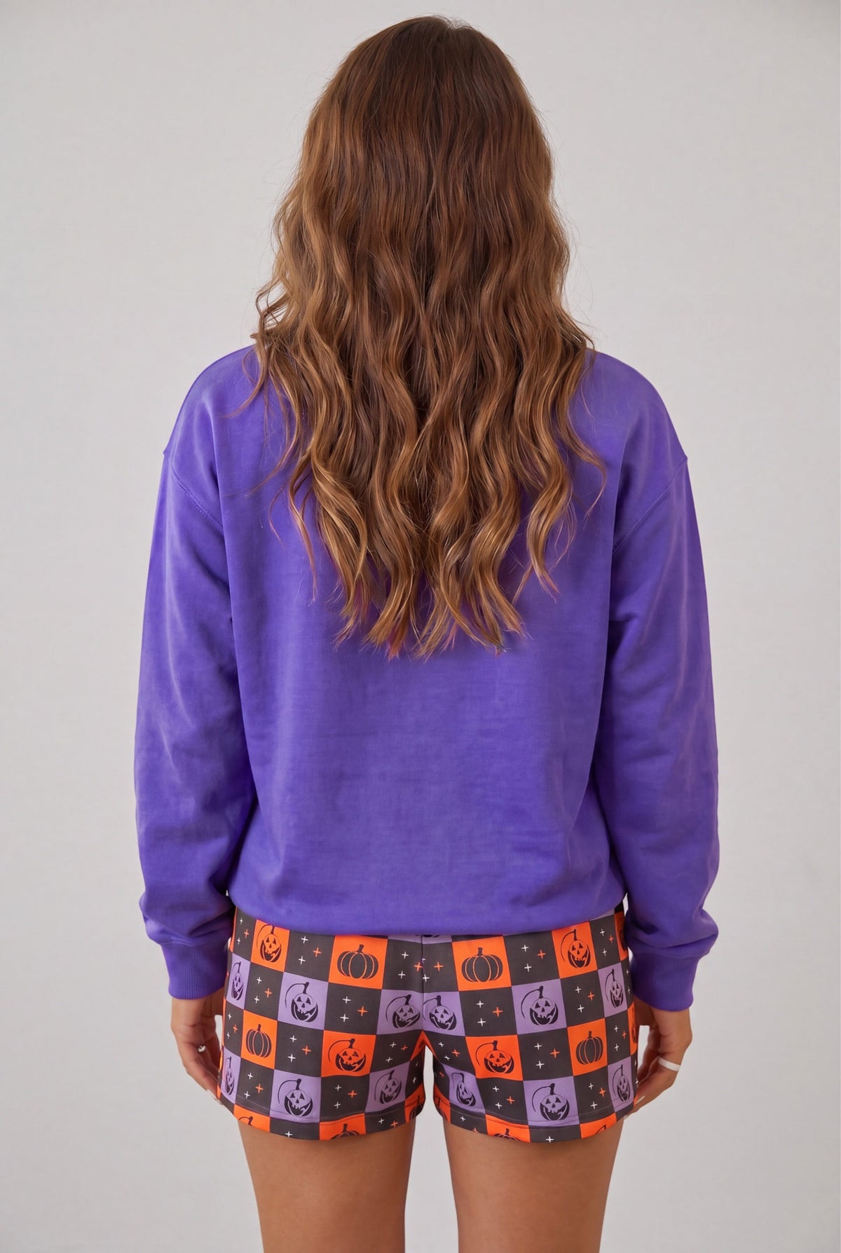 Witch Long Sleeve Top Checkered Shorts Set