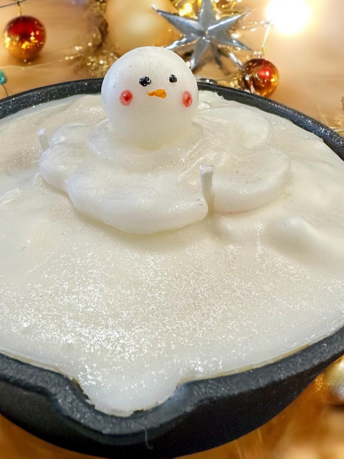 Melting Snowman Skillet Candle