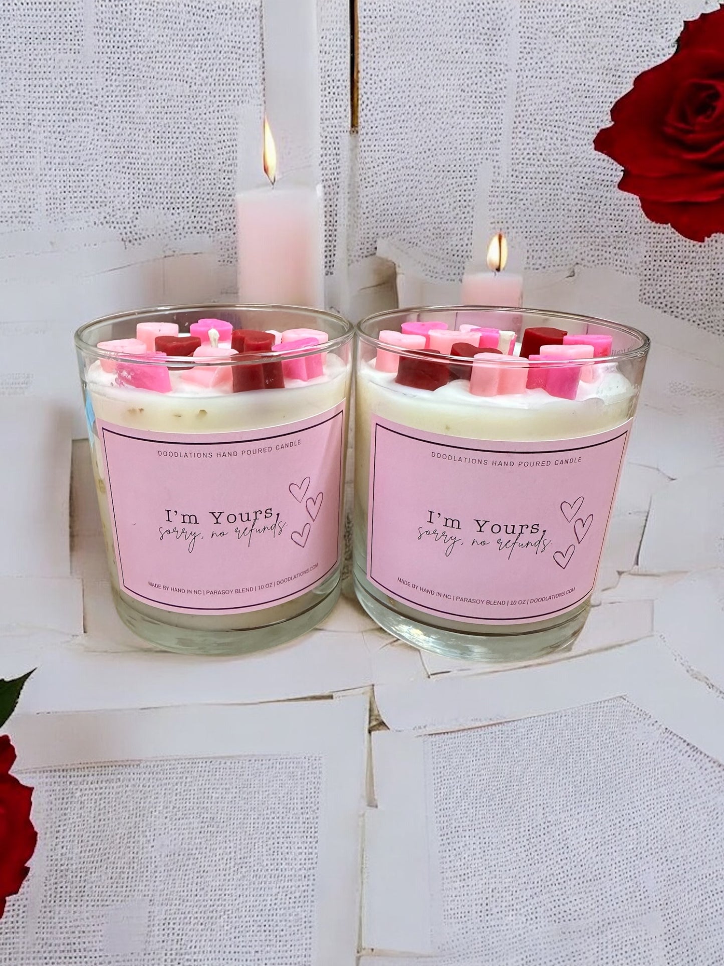 Vanilla Valentine's Day Candles (Options Available)