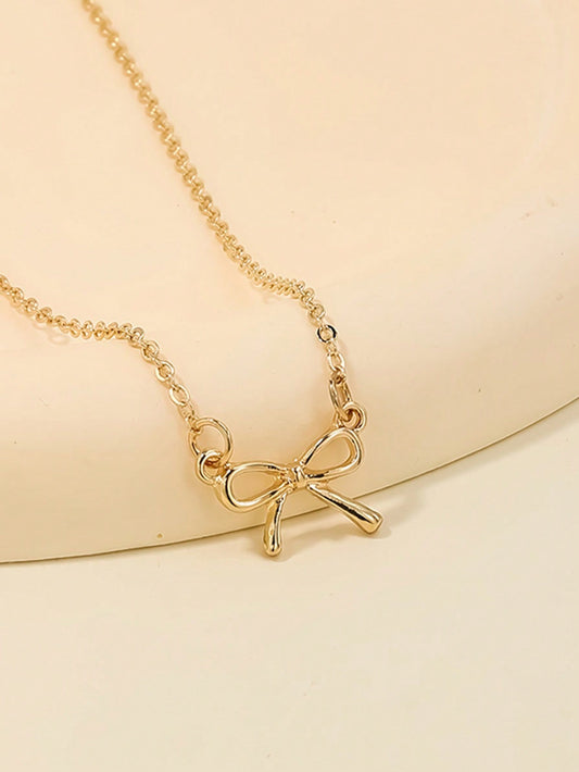 Gold Bow Pendant Necklace