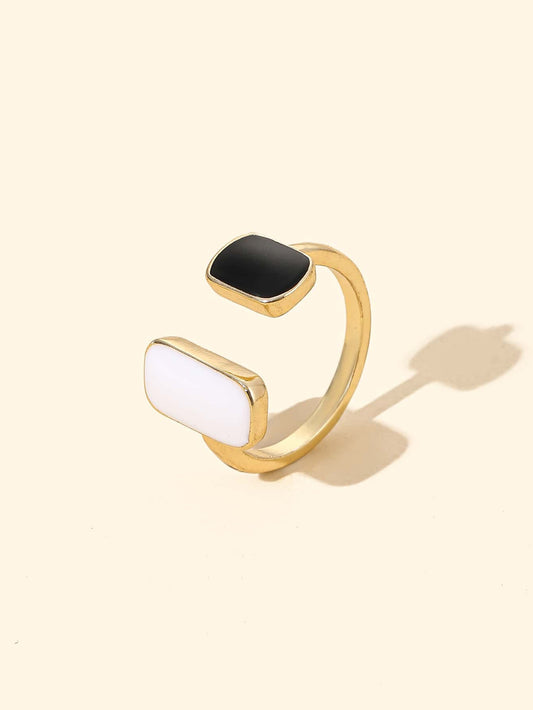 Black & White Rectangle Cuff Ring