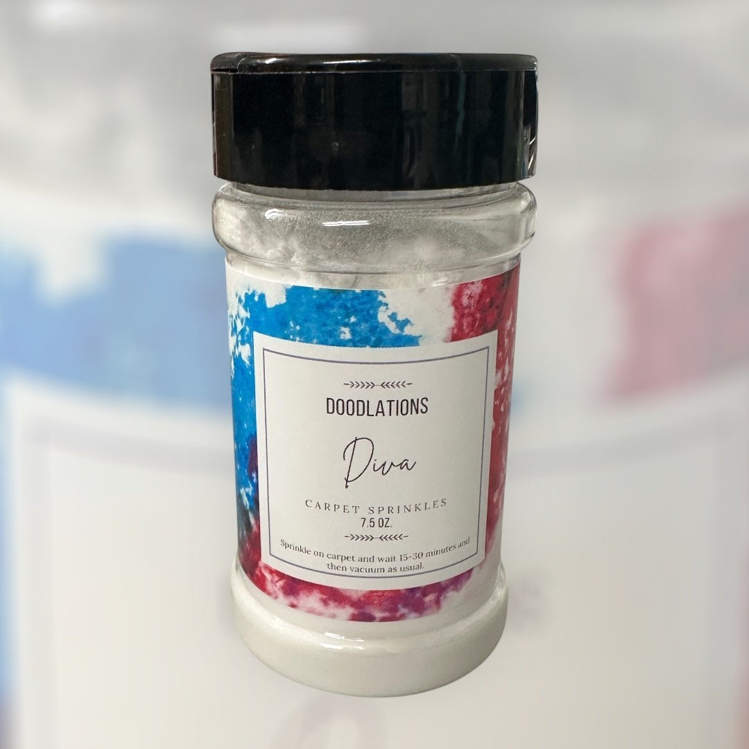carpet sprinkles in various fragrances, such as Brazilian Crush, Fruit Loops, and Lavender Oasis.