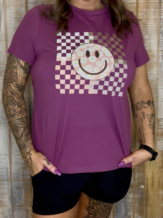 Smiley Checkered T-Shirt