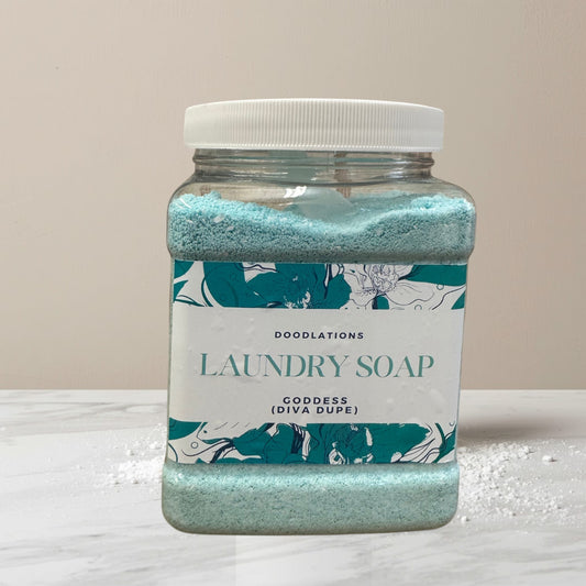 Handmade in small batches, Doodlations Laundry Detergent Powder leaves clothes, towels, sheets, and linens feeling fresh, clean, and beautifully scented after every wash.