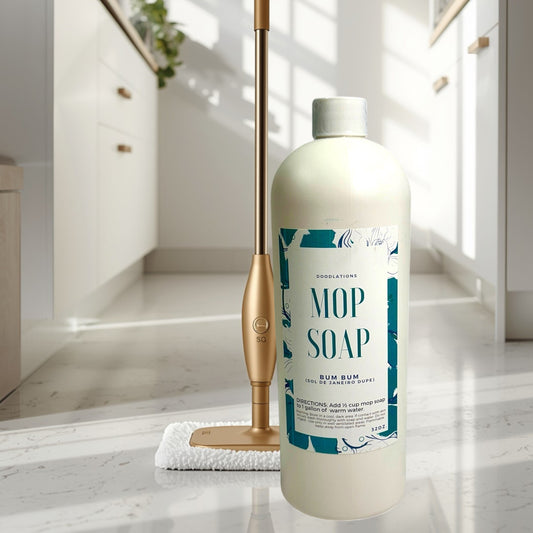 Bum Bum concentrated mop soap, 32 oz, with tropical pistachio and caramel scent.