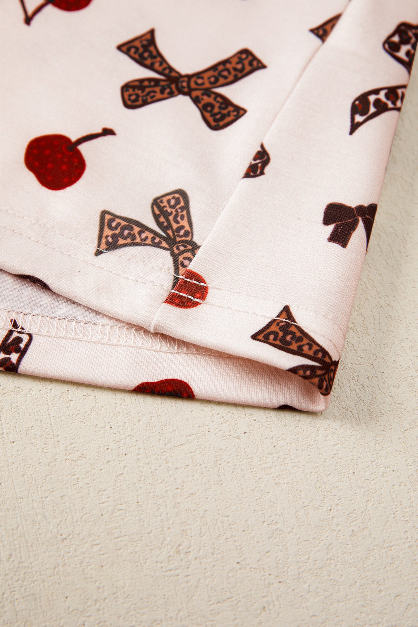 Bow & Cherry Printed Leopard 2pcs PJ Set