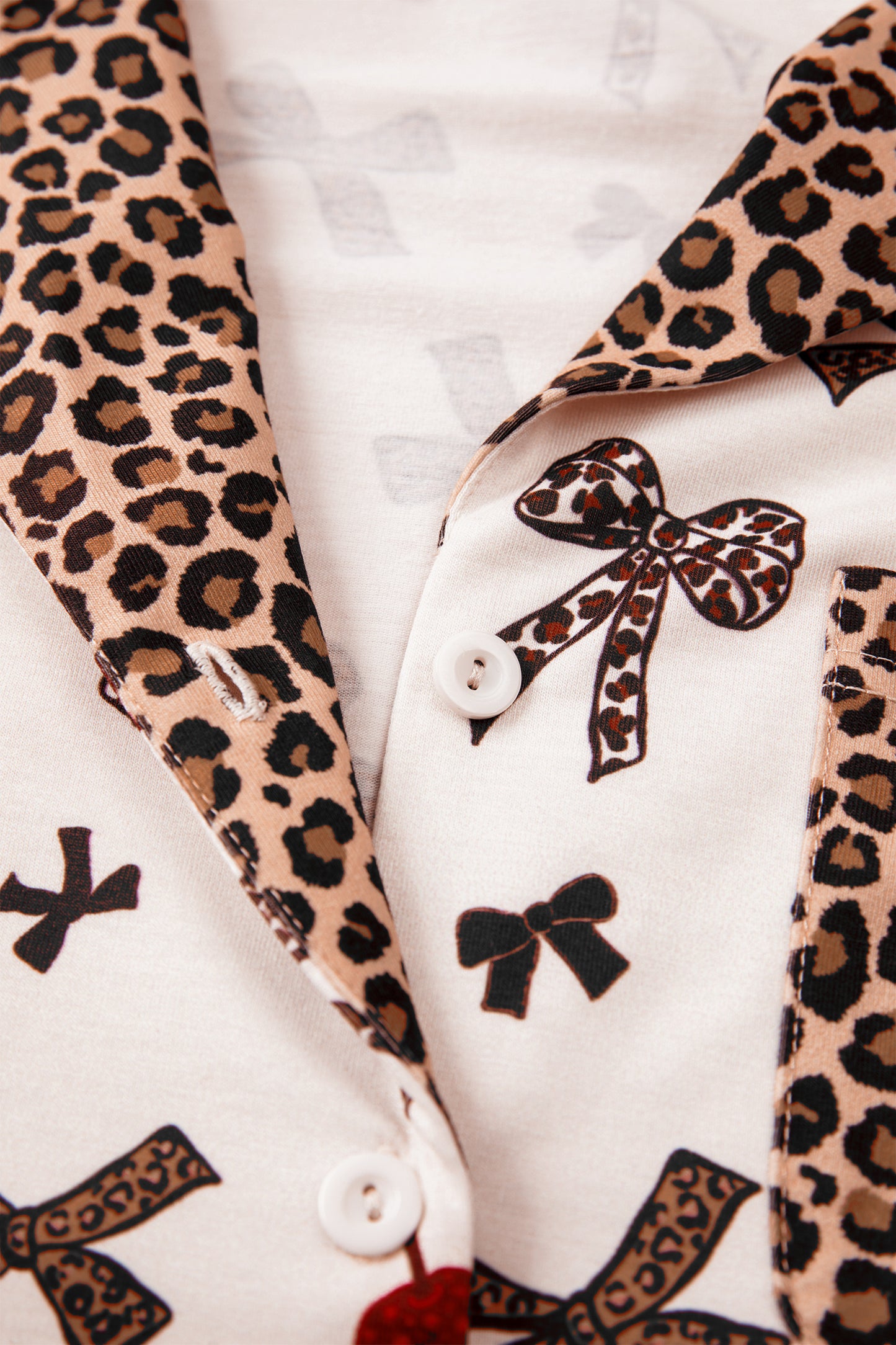Bow & Cherry Printed Leopard 2pcs PJ Set