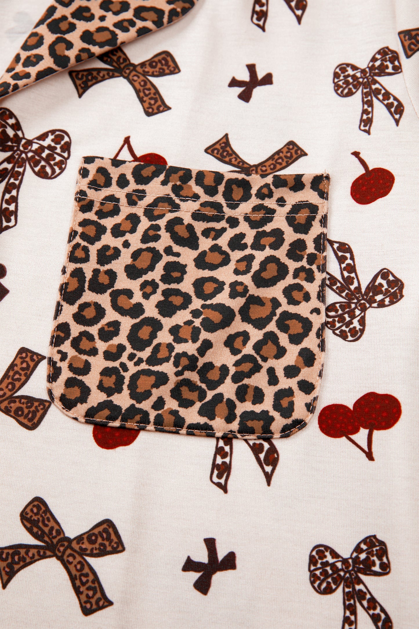 Bow & Cherry Printed Leopard 2pcs PJ Set