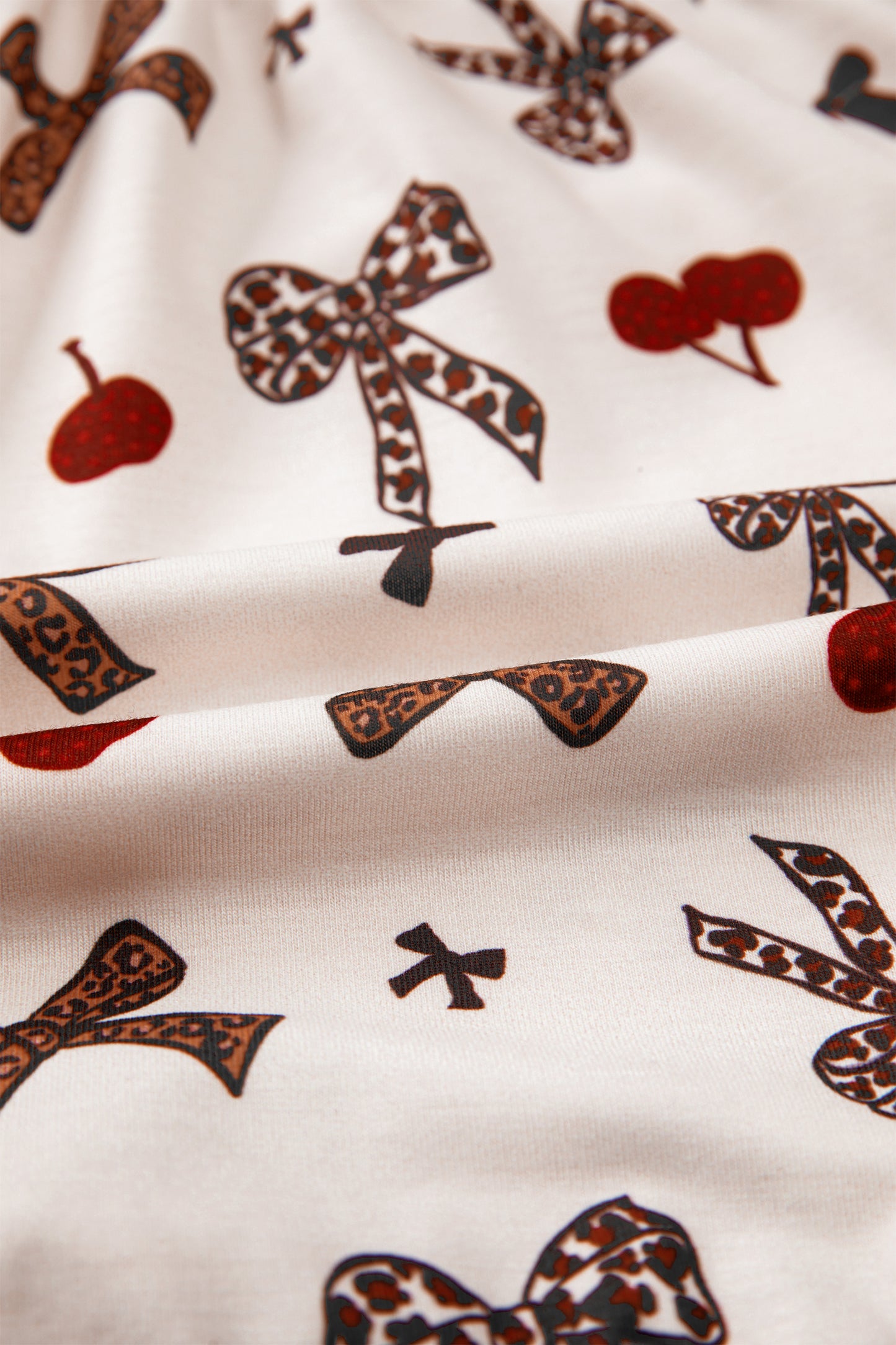 Bow & Cherry Printed Leopard 2pcs PJ Set