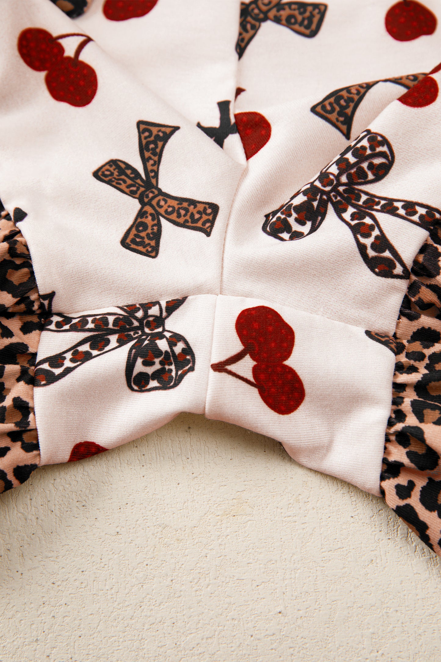 Bow & Cherry Printed Leopard 2pcs PJ Set