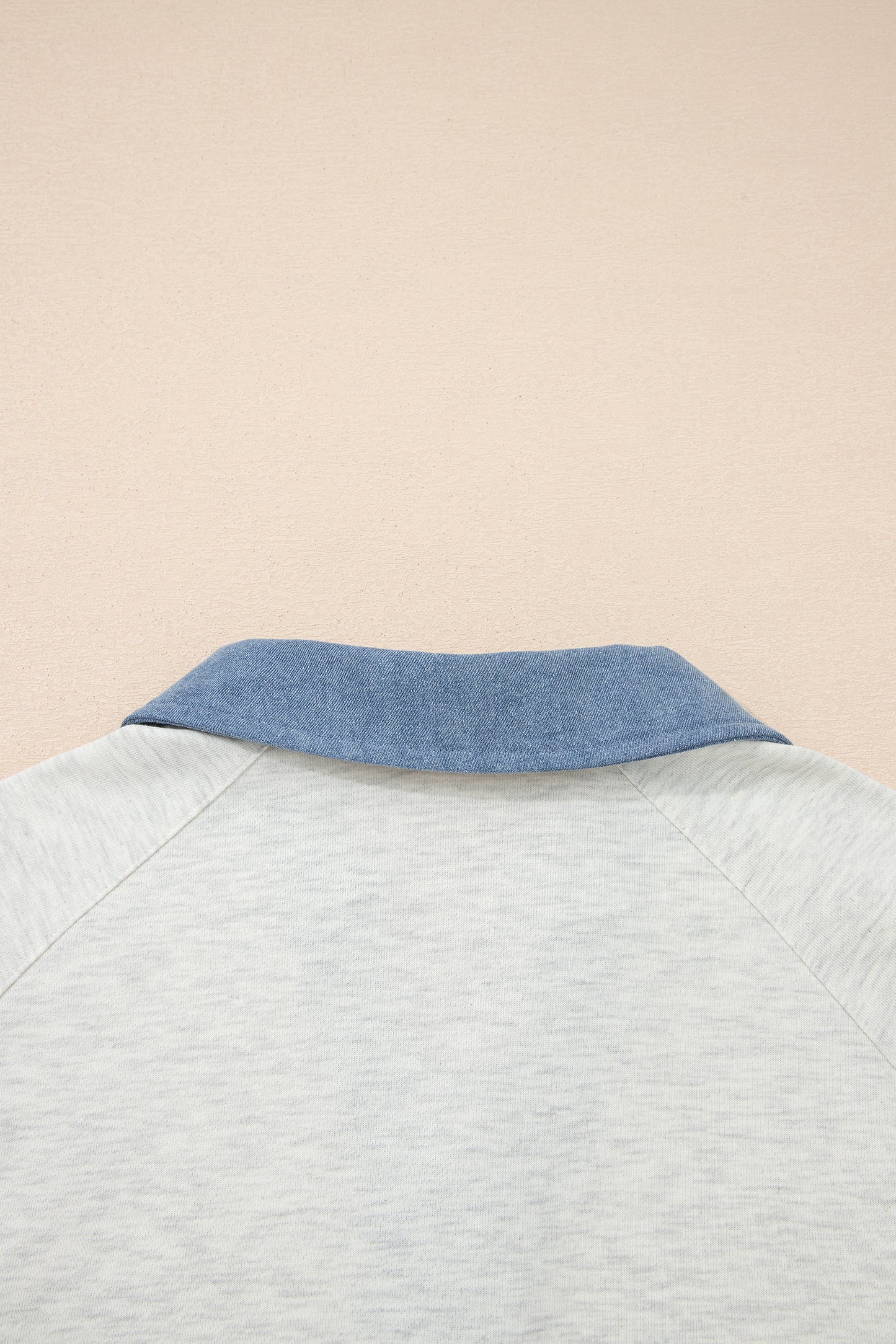 Light Grey Denim Patchwork Long Sleeve Top