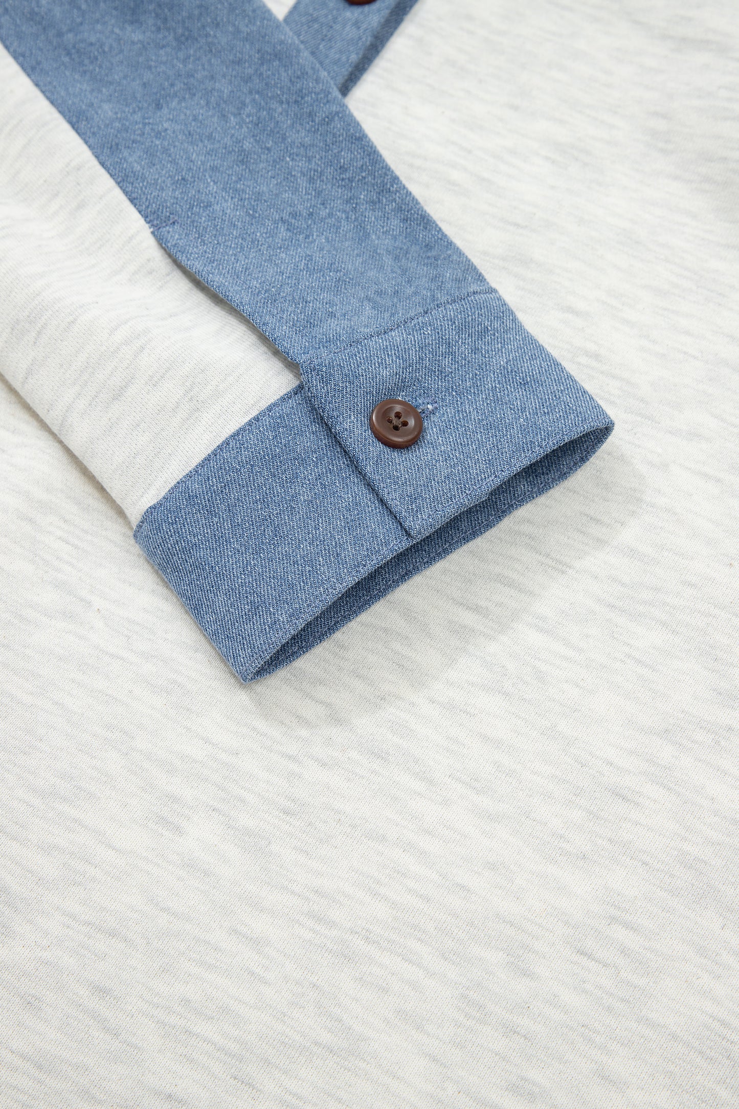 Light Grey Denim Patchwork Long Sleeve Top