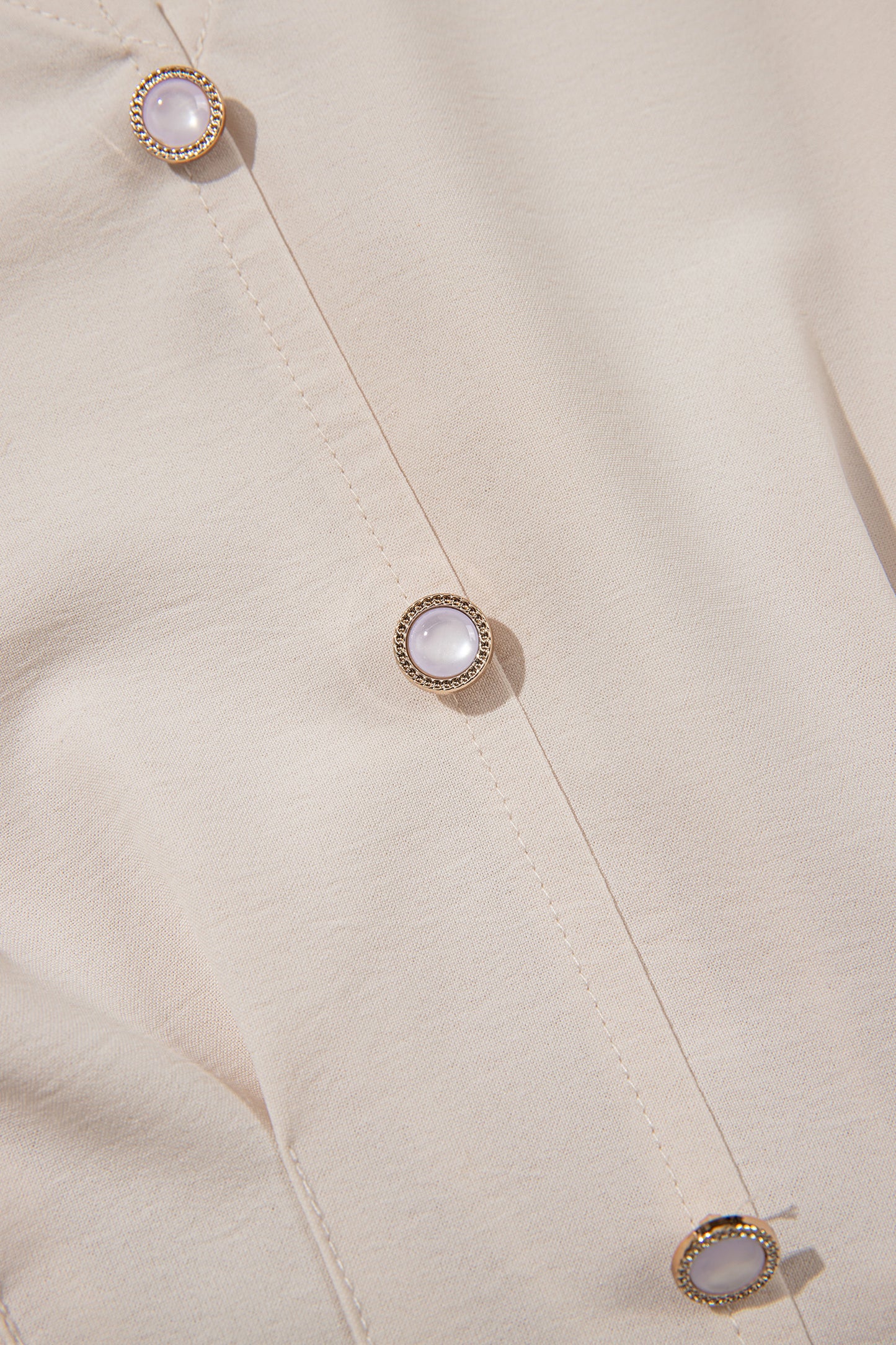 Oatmeal V Neck Long Sleeve Elegant Blouse
