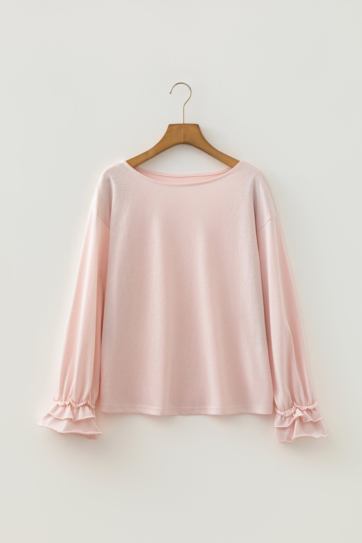 Baby Pink Long Sleeve Ruffle Cuff Top